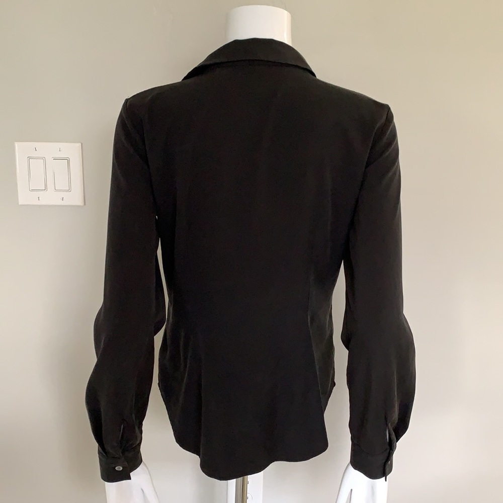 Theory Silk Black Button Down Blouse - image 8